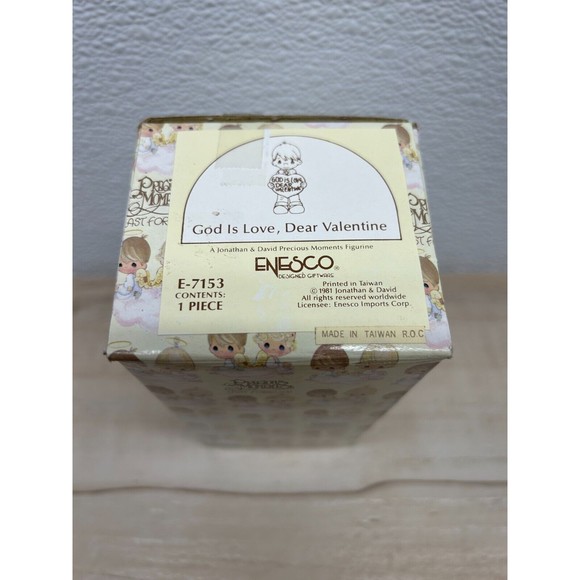 1981 Enesco Precious Moments God Is Love Dear Valentine Porcelain Figurine - Picture 9 of 12
